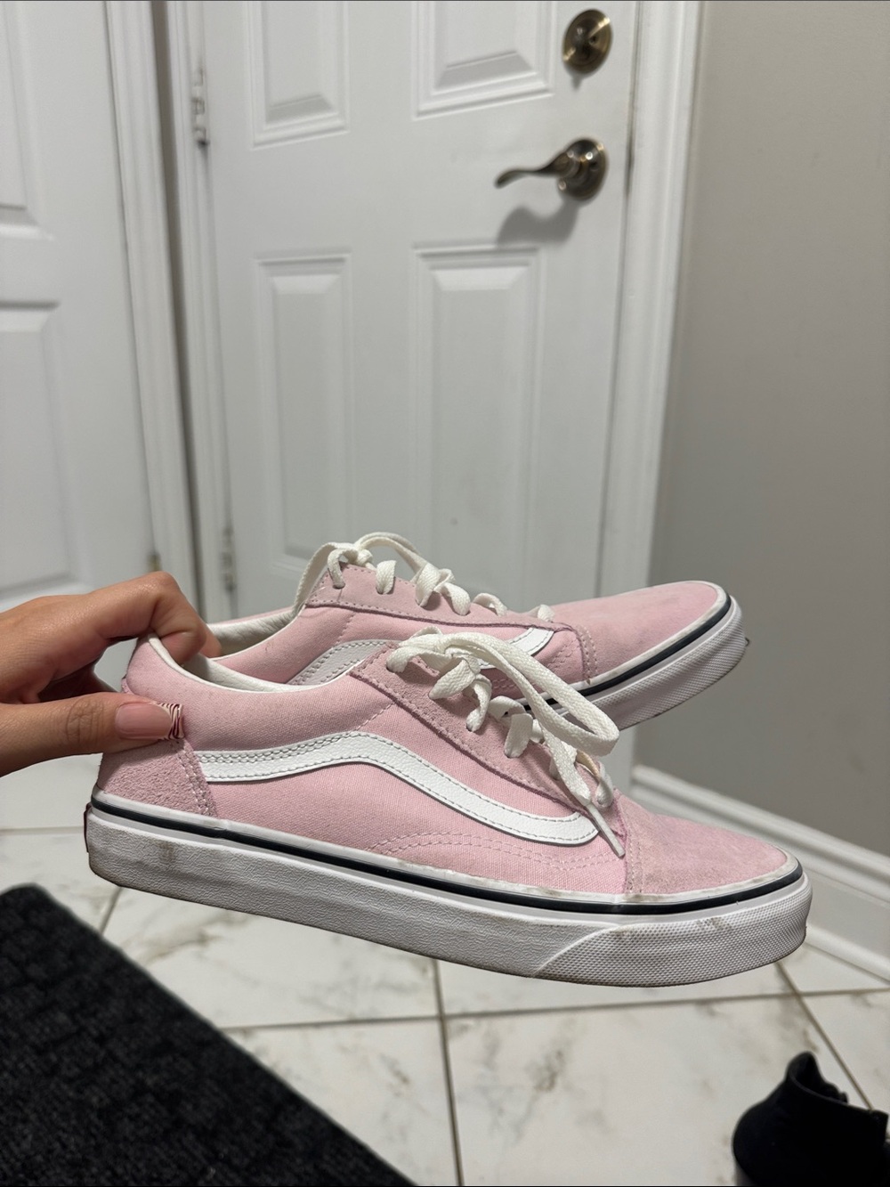 Vans Pink Low-Top Canvas Sneakers with White Stripe